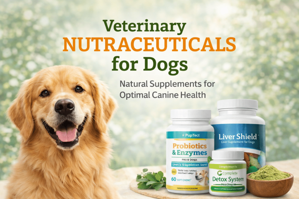 Veterinary nutraceuticals for dogs including probiotics liver support and detox supplements for natural canine health